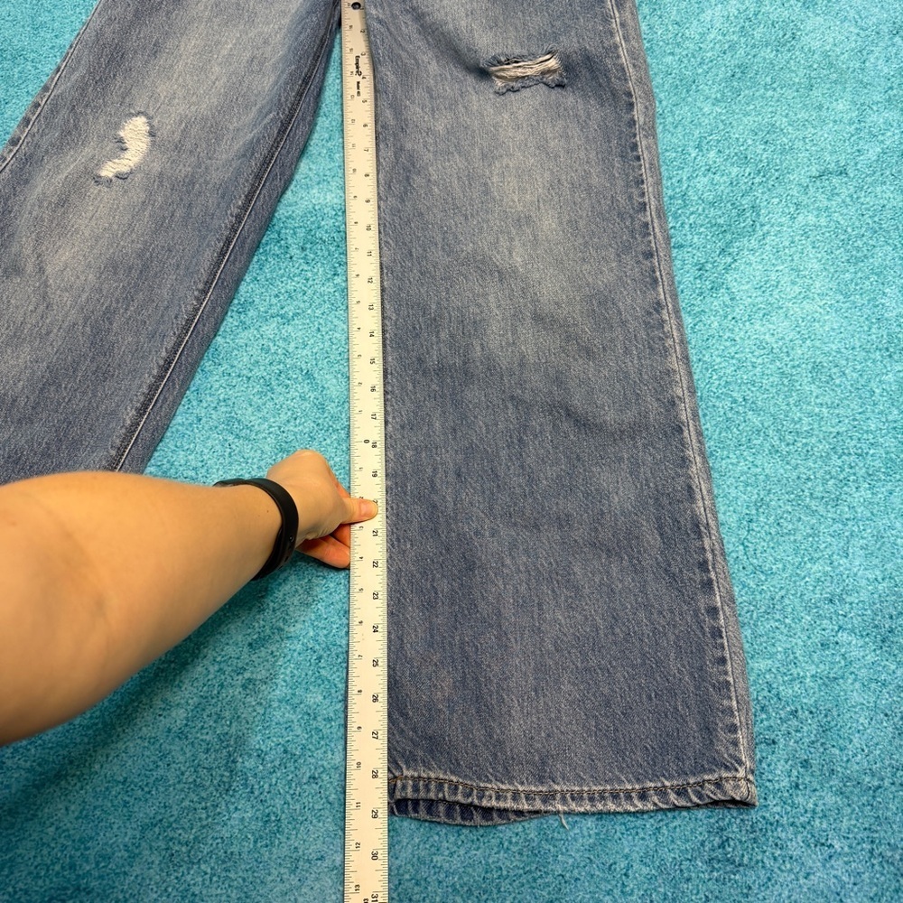 I&M Black Label Distressed Womens Wide Leg Denim Blue Jeans Size 5 Fits 28x29 - Picture 6 of 15